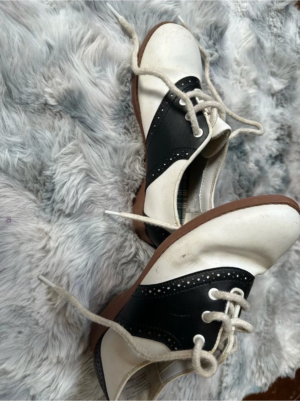 smartfit White and Black Kids Saddle Lace-Up Dress Shoes